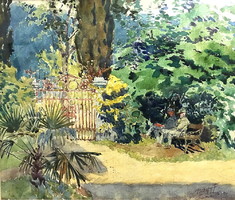 Nagy Ferenc (1892 - 1970):Parkban ,Olszország,1910-s évek,akvarell