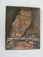 Owl copper wall decoration wall picture 27x22 cm