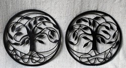 Wrought iron, fence elements in pairs, contemporary applied art product tree of life pattern 41.5 cm x 2 pcs.