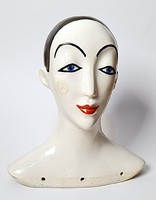 Vintage porcelán Pierrot bohóc baba fej