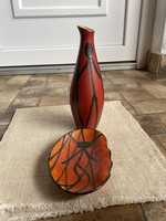 23.5 cm magas Tófej összetartozás váza és hamutartó retro kerámia midcentury modern