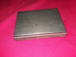Antique tabletop metal silver-plated alpaca cigar holder inside wooden offering box as shown in pictures 16 x 12 x 4 cm