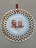 József Franz and Emperor William porcelain wall decoration