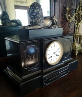 Impressive half-baked stone fireplace clock