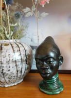 Ritka Izsépy Margit kerámia - afrikai törzsi szobor/fej 21.5 cm
