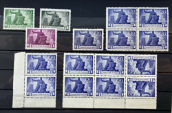 1945. ÚJJÁÉPÍTÉS** sor egyes postatiszta bélyegei