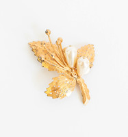 Retro bross - őszi falevelek gyöngyökkel - melltű, kitűző