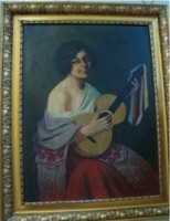Zombory jelzéssel: (spanyol) cigánylány gitárral