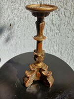 Carved from antique wood painted gilded baroque wooden candlestick lamp mècses anno