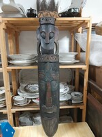 Large African wood carving wall mask, decoration. 110 Cm.