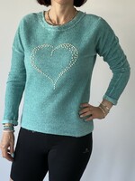 Rinascimento heart pearl women's sweater with beautiful lace decoration on the back