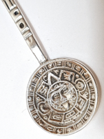 Sale! :) Mexican silver spoon, decorated with Aztec motifs /925