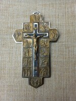 Wall cross, crucifix. Corpus, with a round embossed station