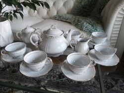 Zsolnay 6-person white feathered tea set, 9 flawless, 2005