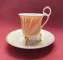 Porcelán kávés lábas csésze csészealj espresso mokkás rövid kávé eszpresszó arany mintával