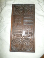 Antique Hungarian coat of arms wooden carved wall decoration
