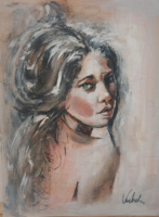 (K) beautiful female portrait painting 40x54 cm