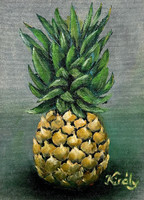 Pineapple - framed oil painting - approx. The painting + the frame is 24 X 18 cm