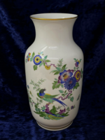 Gyönyörűséges meisseni nagy méretű (29cm) paradicsommadaras és virágos porcelán váza