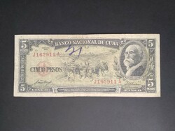 Cuba 5 pesos 1958 f