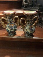 Satusma japán szamurájos váza pár, porcelán, XIX. század vége, porcelán
