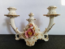 Olasz Bassano barokk porcelán gyertyatartó