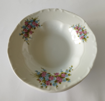 Set of 6 Zsolnay deep plates with rose and forget-me-not bouquet pattern