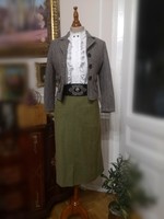 Oktoberfest 40-es gyapjú, mohazöld  szoknya, handmade, címke nélküli