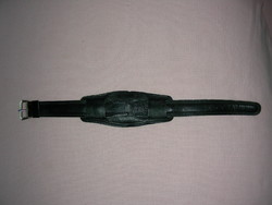 Retro black leather watch strap
