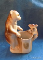 Rare Russian porcelain bear with small bocce figure (po-2)