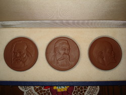 Meissen porcelain plaques: Marx, Engels, Lenin.