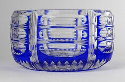 1O253 double layer blue polished crystal ring holder bowl
