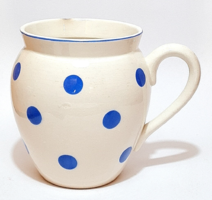 Sale! :) A rare, charming blue polka dot, large antique granite bowl!
