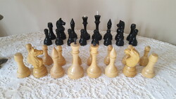 Rare large classic wooden chess piece set