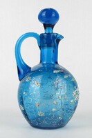 1O245 Antik kék fújt Moser üveg kiöntő dugóval 17 cm