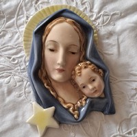 Keramos fali kép Mária a gyermekével