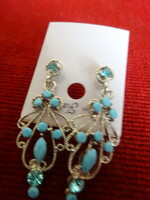 Earrings with blue stones in a silver frame, bijoux, length 4 cm. Jokai.