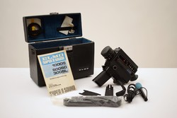 Mid Century Elmo Super 8 Kamera / Retró / Régi / Koffer + Tartozékok