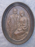 László Kutas (1936-2023) /kossuth award 2023/: from the family photo album: my grandparents - bronze relief