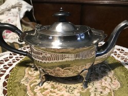 Csodaszép, chippendale, antik, 100 éves, ezüstözött, teás vagy kávés kanna, klasszikus fazonnal