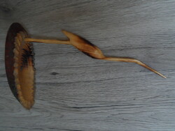 Retro, wood carved heron, bird