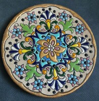 24 karátos arannyal festett eredeti Ceramicas Sevilla Glória mór stílusú tányér 16 cm