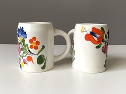 2 pcs Hand-Painted Granite Porcelain Mug with Flower Decoration