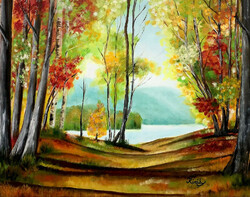 Őszi séta - olajfestmény - 40 x 50 cm
