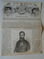 S0588 -HAJNIK PÁL  -Vác - a Nemzeti Kasznó igazgatója  fametszet és cikk -1861-es újság címlapja