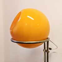 Retro - space age applied art floor lamp - homemade tibor - orange sphere shade