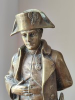 Beautifully crafted full-figure solid copper/bronze alloy Napoleon statue on marble plinth