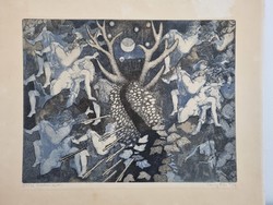 Béla Tassy's etching entitled Miracle Deer 50/32 - 1974, signed work