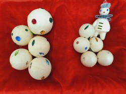Retró hungarocell gömbök és figura egyben eladó, karácsonyfadíszek