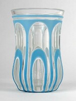 1O243 Régi hibátlan Biedermeier überfangos üveg pohár 11.5 cm